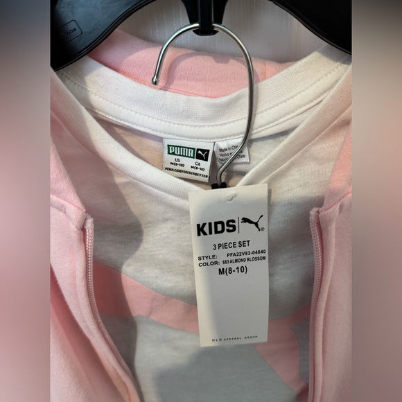 PUMA Girls 3-Piece Set Hoodie + Leggings + Bonus Tee | Pink/Navy | Size 8–10 - Picture 13 of 16